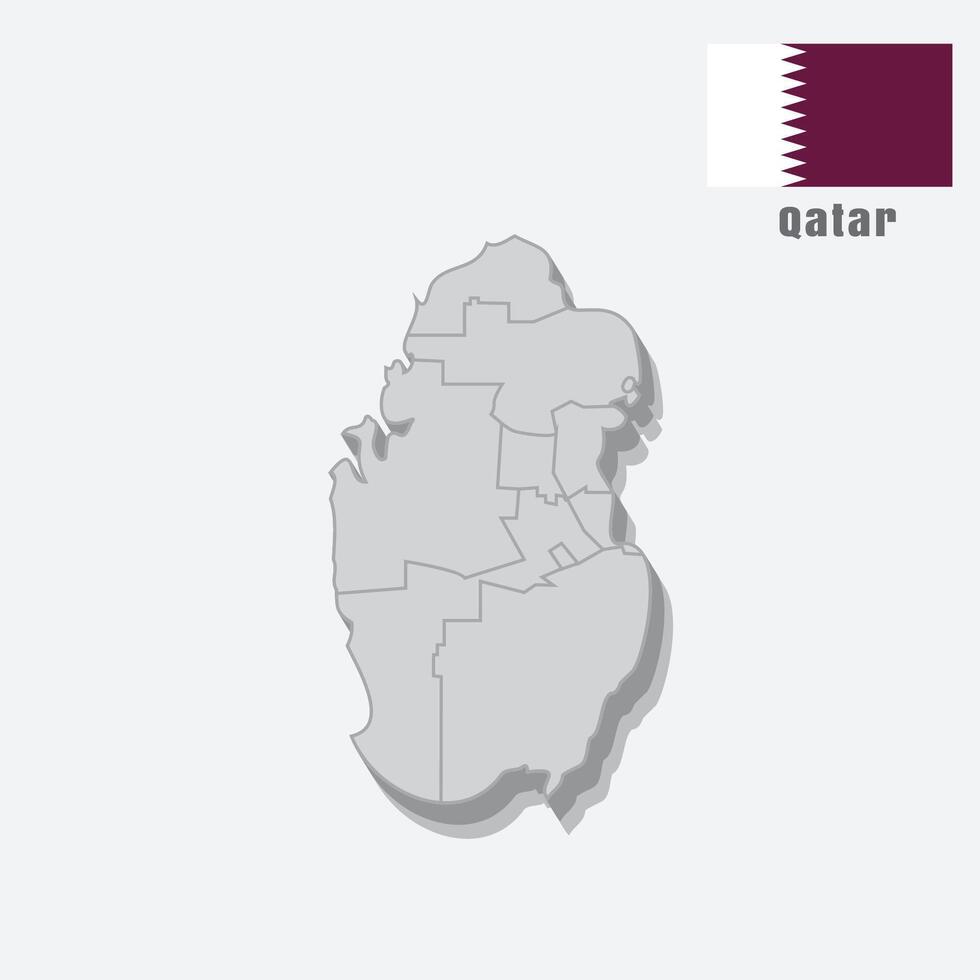 3D map of Qatar with separated sections on a white background vector