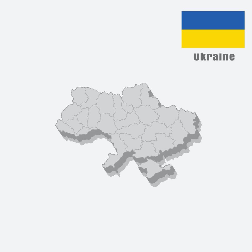3D map of Ukraine with separated sections on a white background vector
