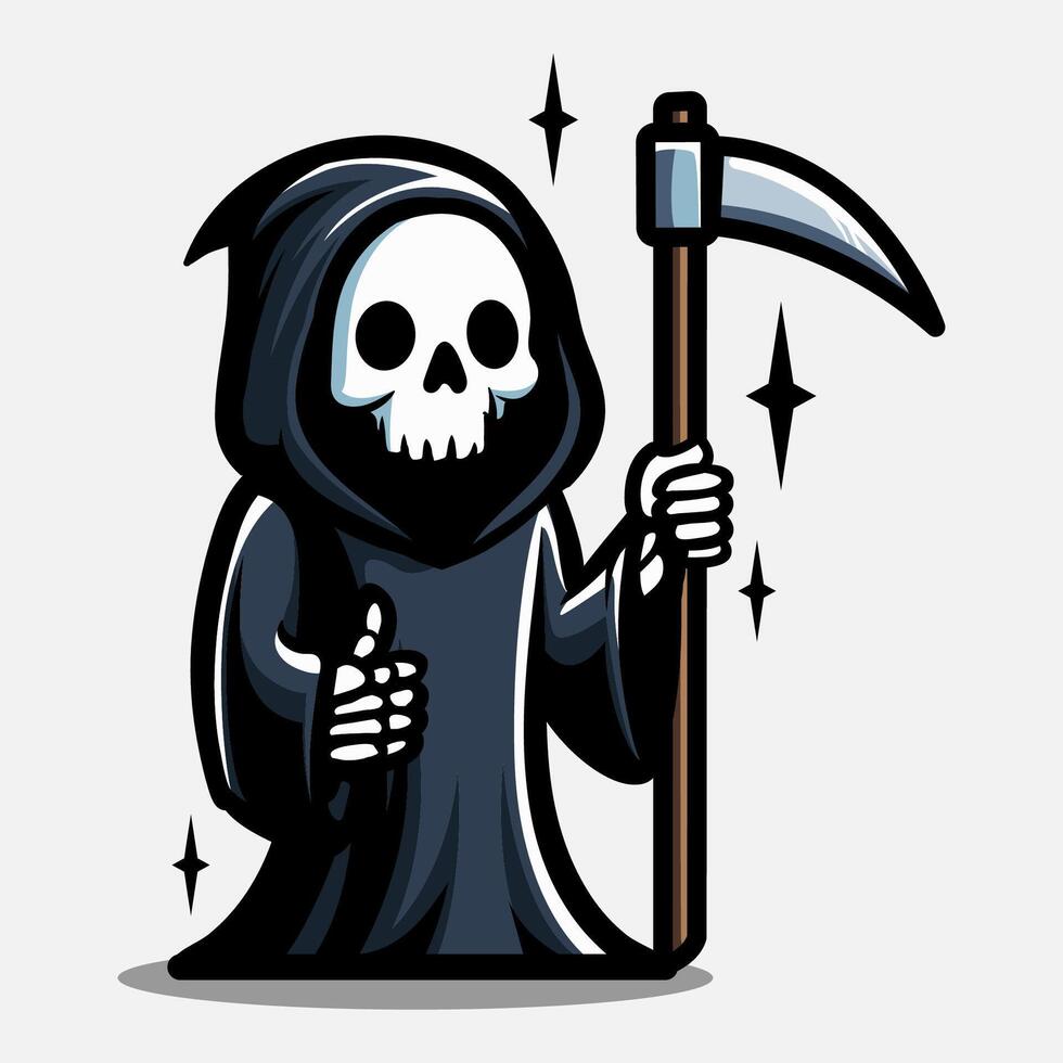 Thumb up right hand of skull grim reaper illustration. Element for halloween design. Spooky and horror. Eps 10 vector