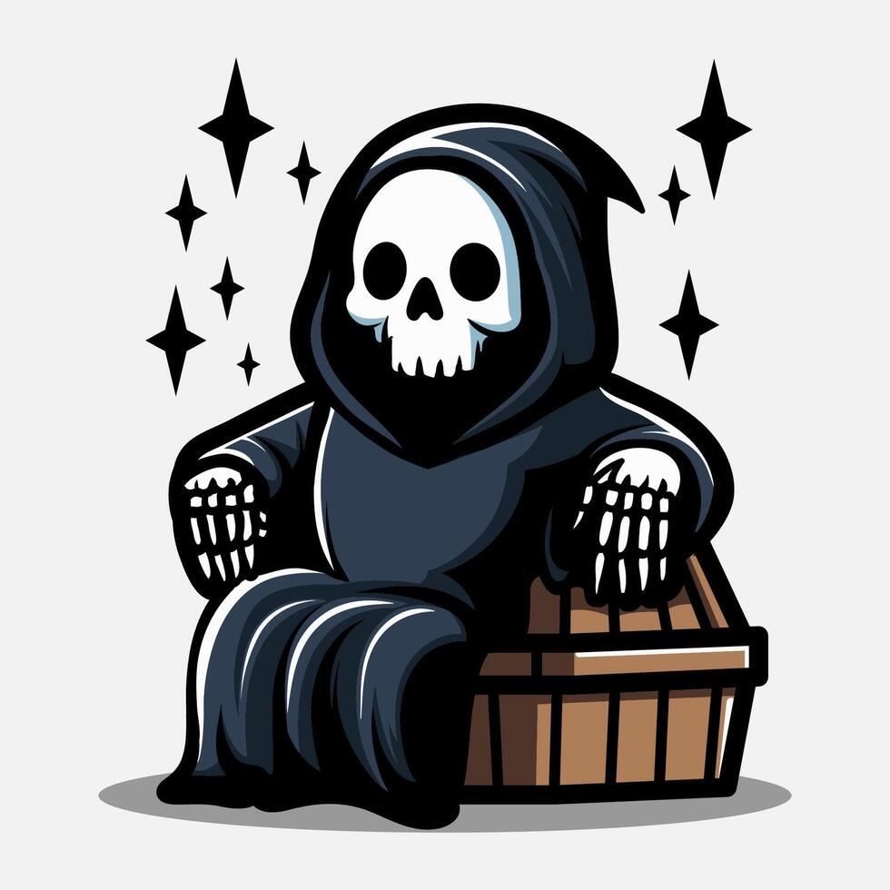 Chill of grim reaper illustration. Element for halloween design. Spooky and horror. Eps 10 vector