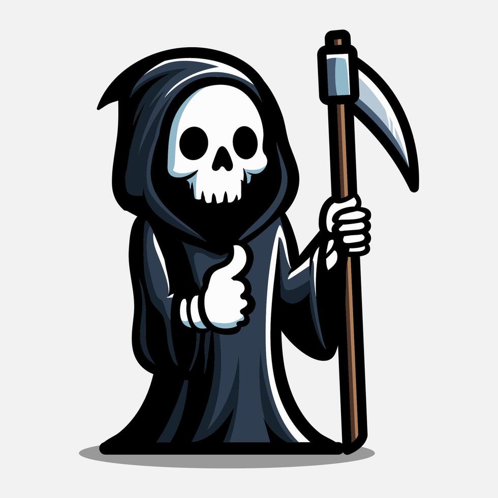 Thumb up of grim reaper illustration. Element for halloween design. Spooky and horror. Eps 10 vector