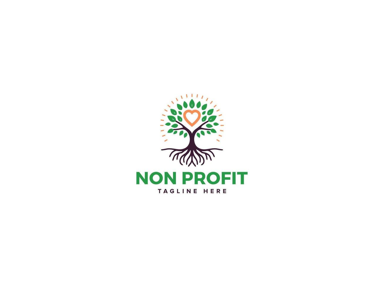 Resonant Nonprofit Logo Design, Echoing Community Values with Heart Sun Tree Leaf vector