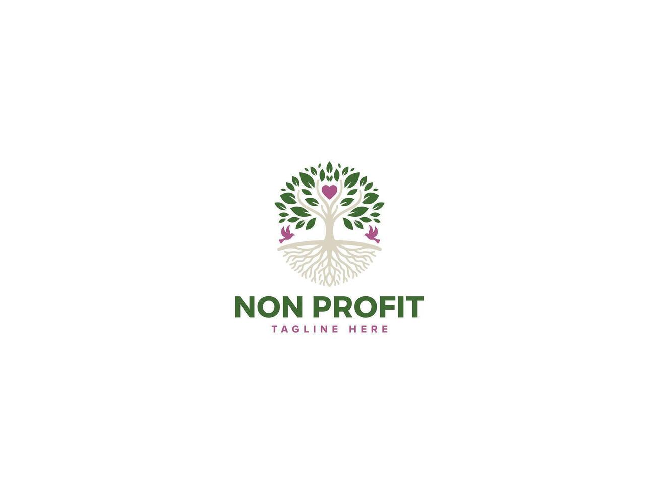 Dynamic Nonprofit Logo Design, Reflecting Social Impact with Dove Bird Heart Tree vector