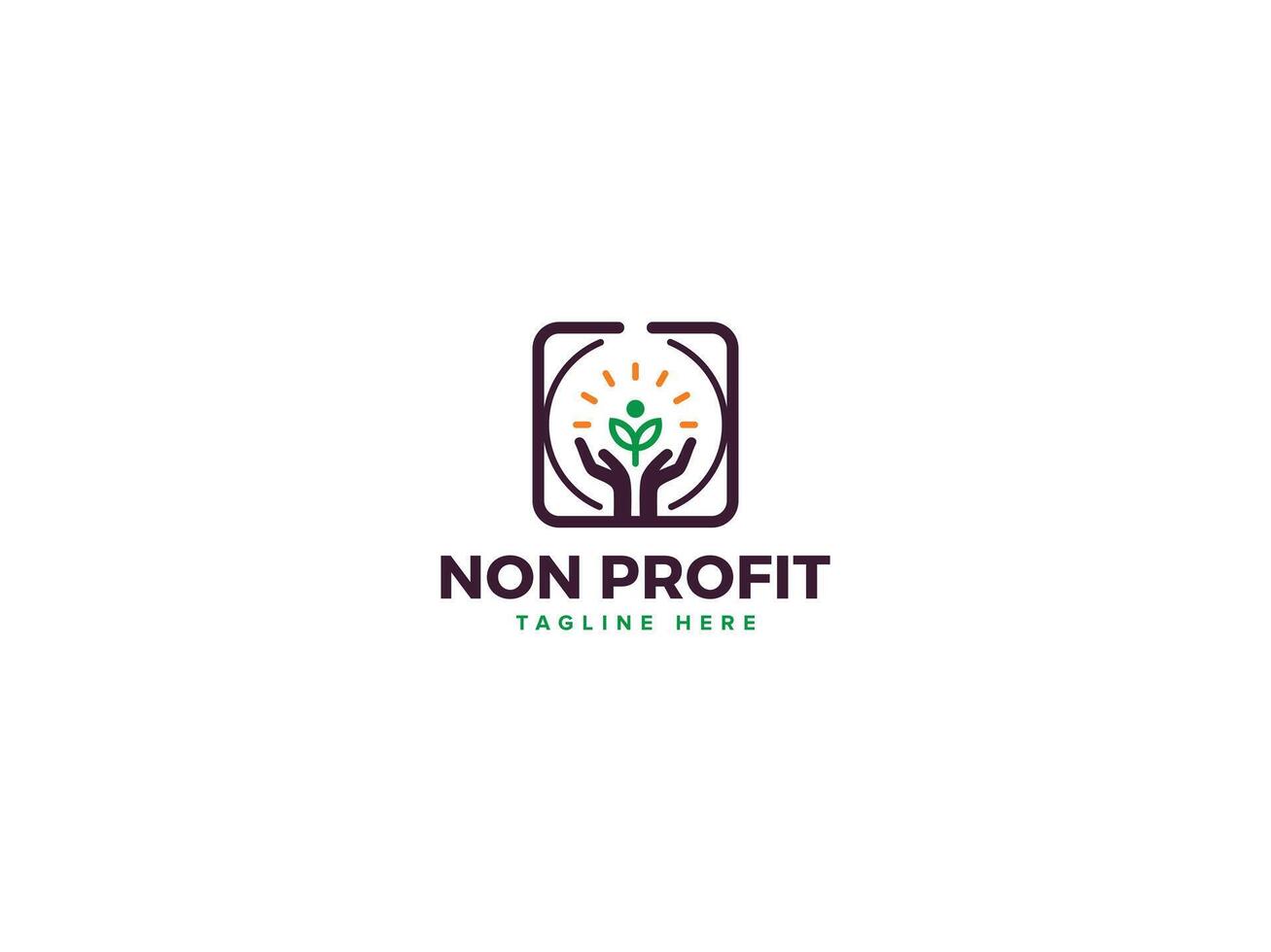 Modern Non Profit Logo Design, Symbols of Community Support with Hand Sun Leaf Person vector