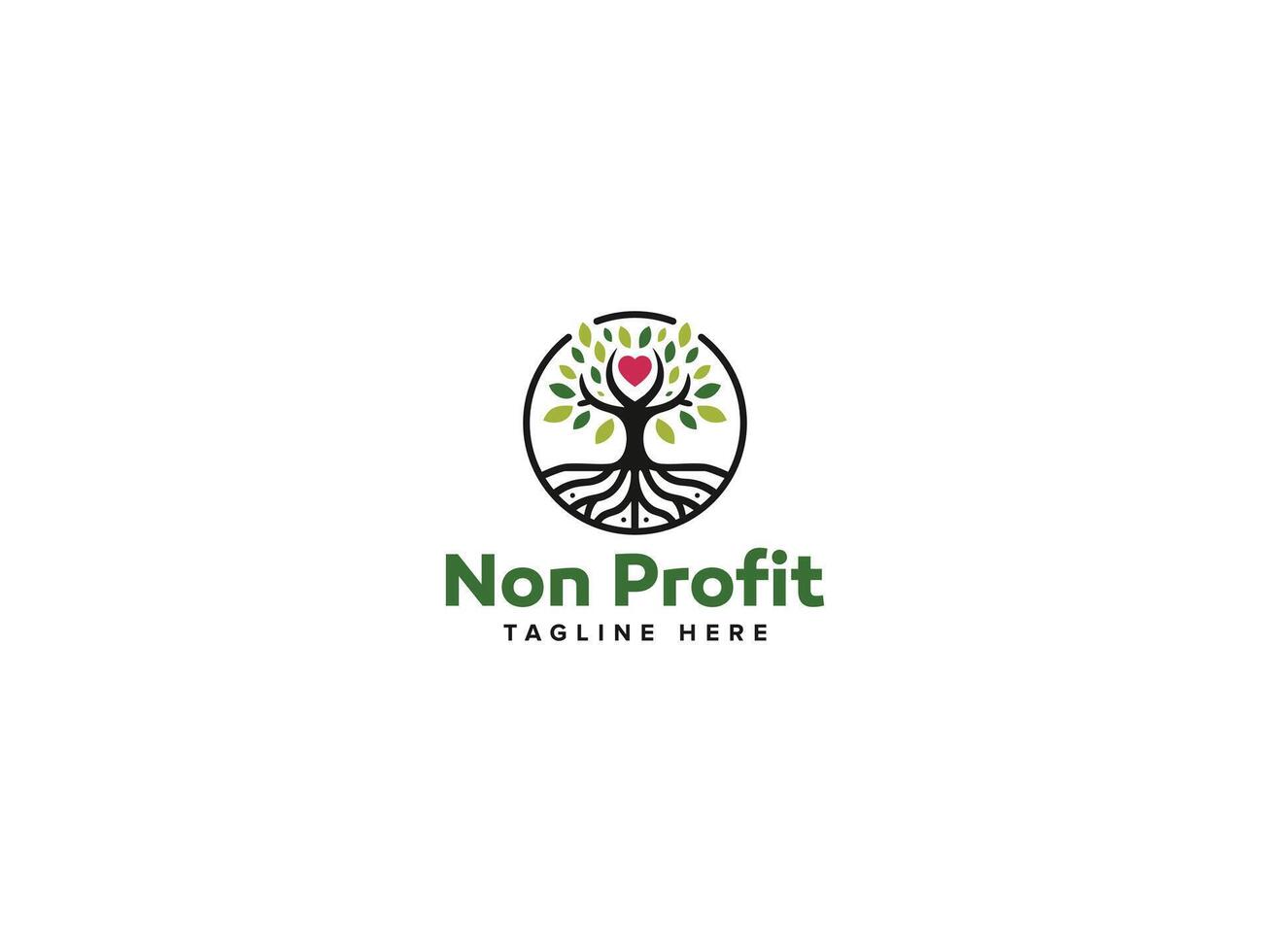 Creative Nonprofit Logo Design, Embodying Compassion with Circle Heart Tree vector