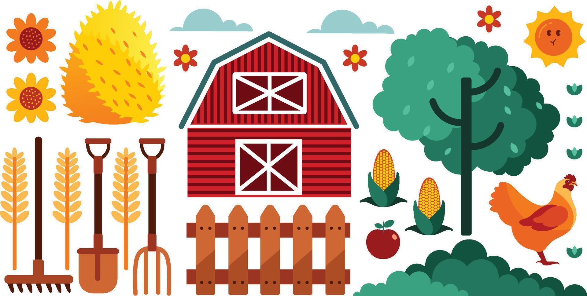 Farming Elements Illustration vector