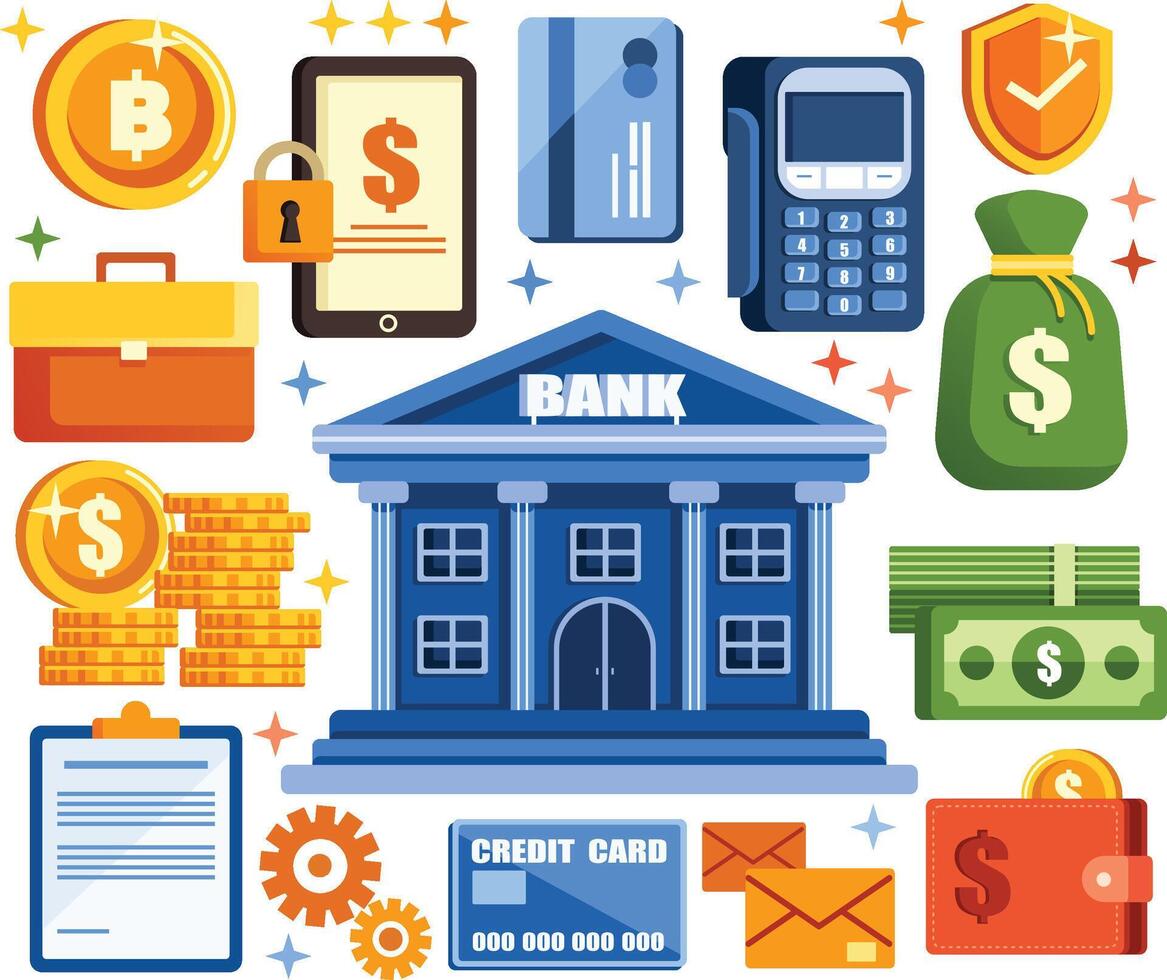 Banking Graphic Object Elements Illustration vector