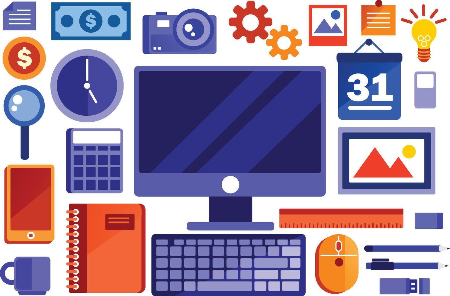 Office Graphic Object Elements Illustration vector