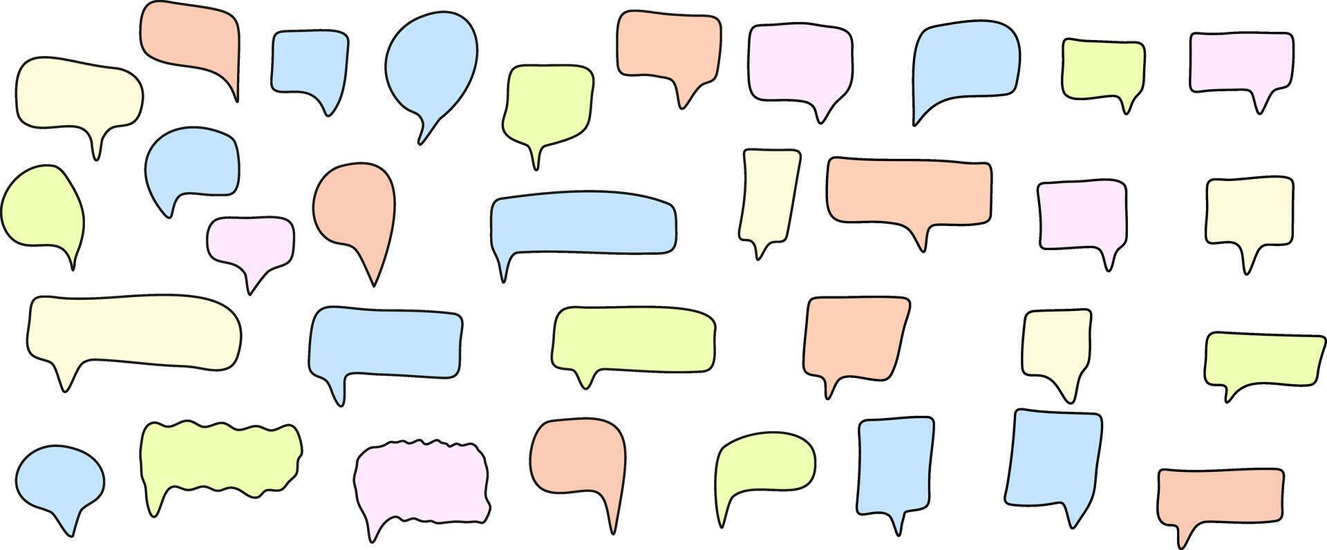 Speech bubbles of different colors drawn by hands vector