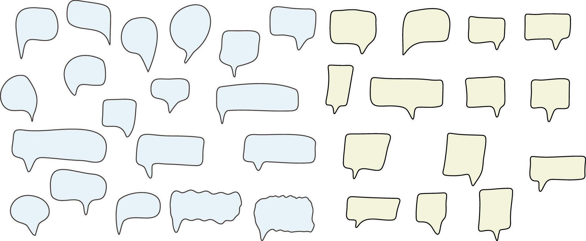 Set of uneven speech bubbles drawn by hand vector
