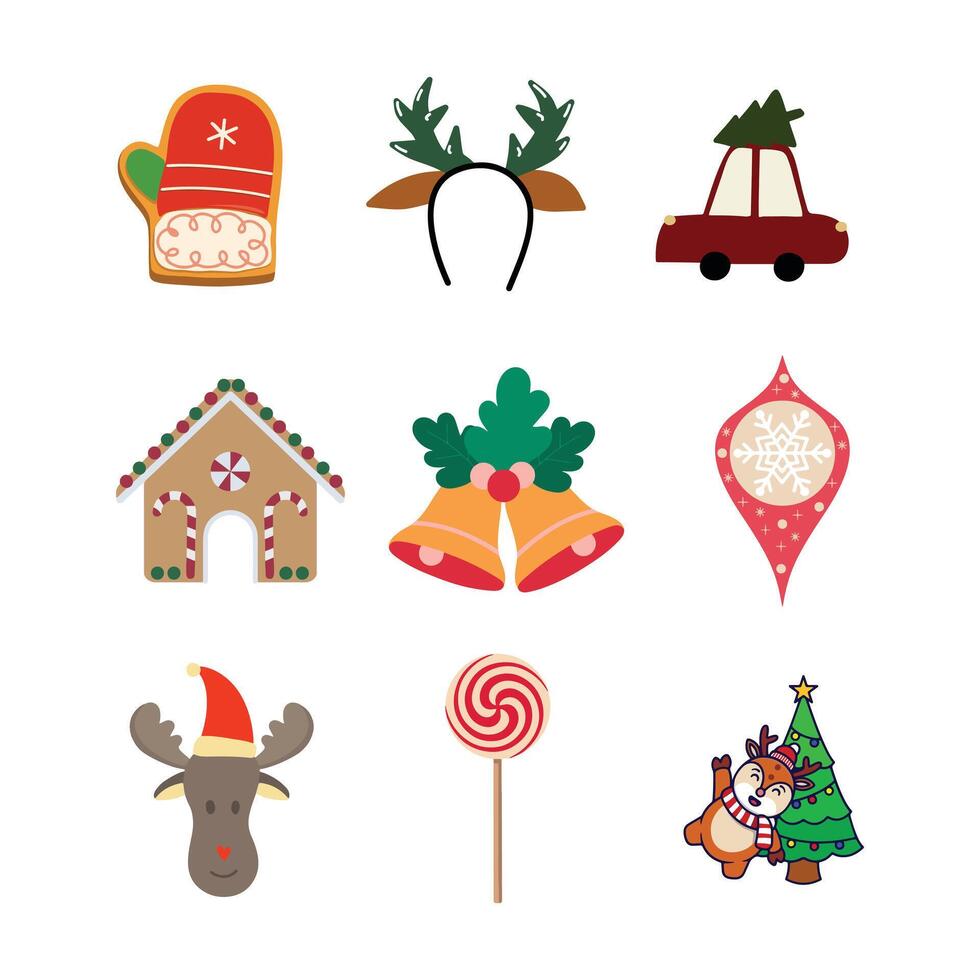 Christmas Elements Colorful Icons Collection Gift card and Festive Symbol vector