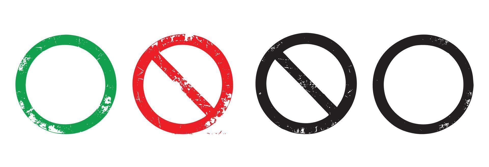 Green allowed and red forbidden signs icon illustration vector