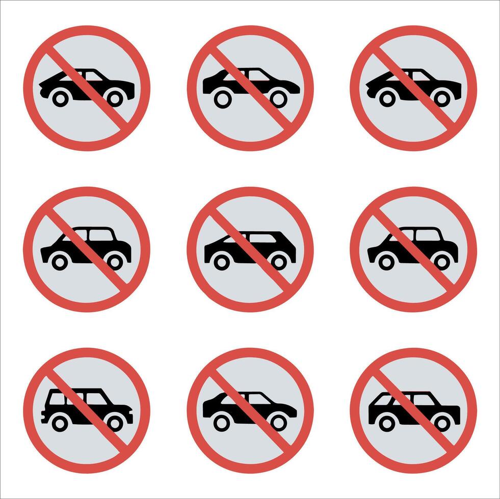prohibition car symbol set vector