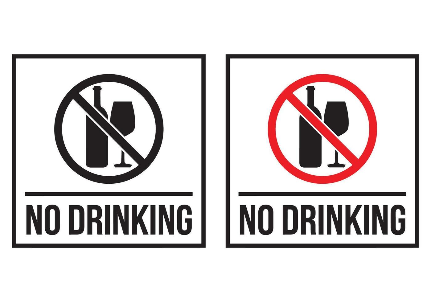 No Drinking Sticker with text vector