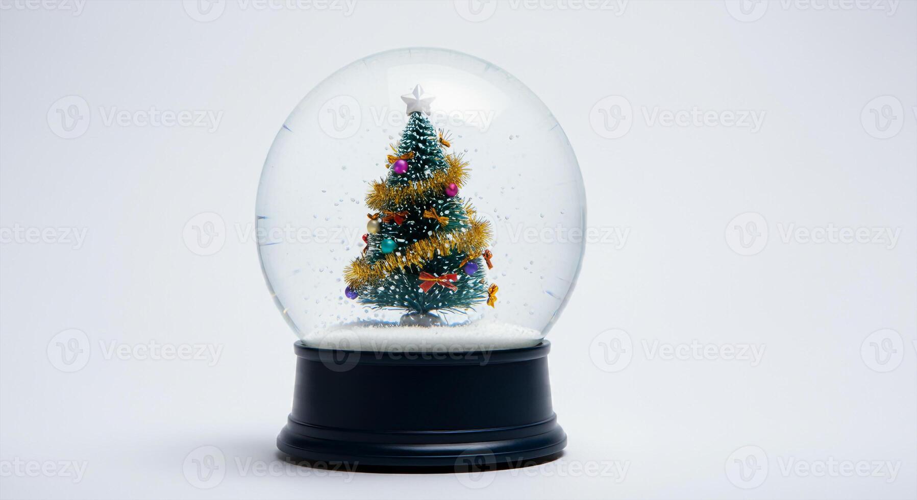 a christmas tree inside a snow globe filled with festive magic photo