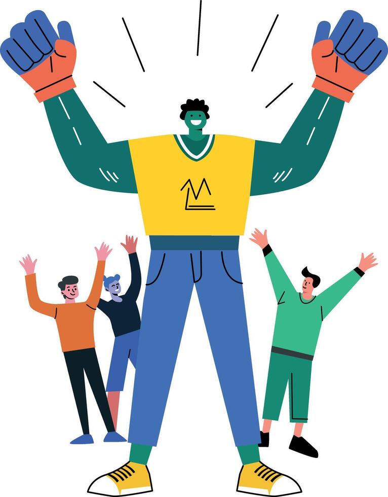 A character celebrating his accomplishment illustration in flat style vector