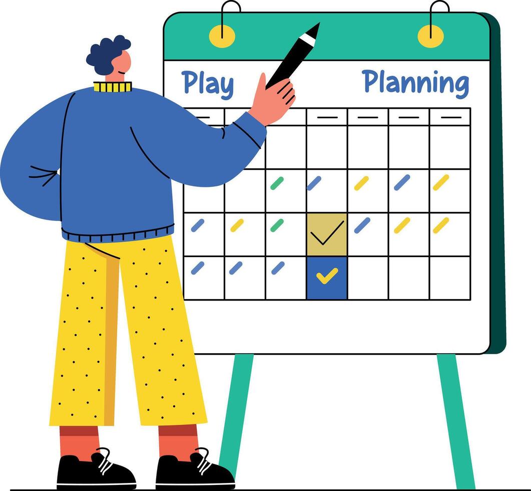 A flat style illustration of person planning goal vector