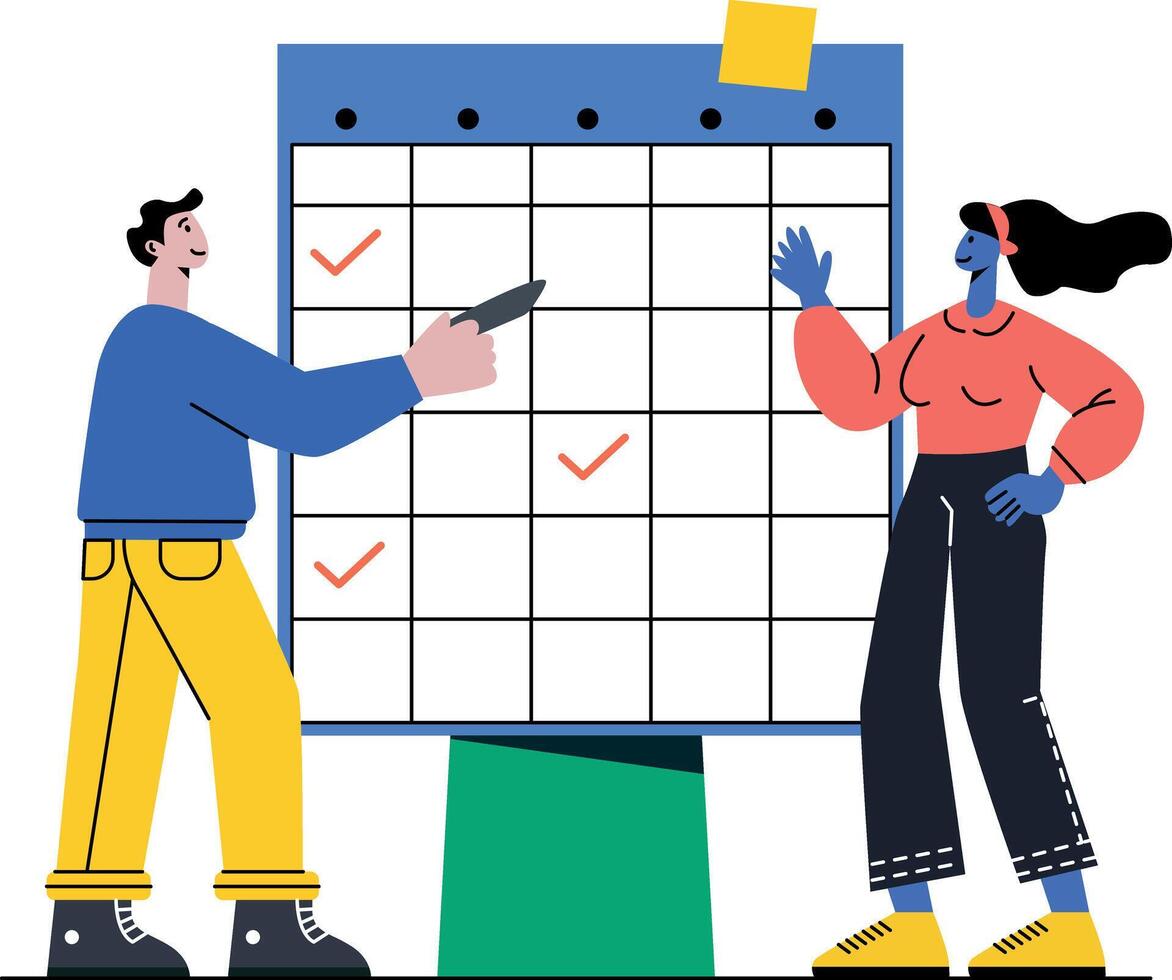 Team planning project schedule, flat style illustration vector