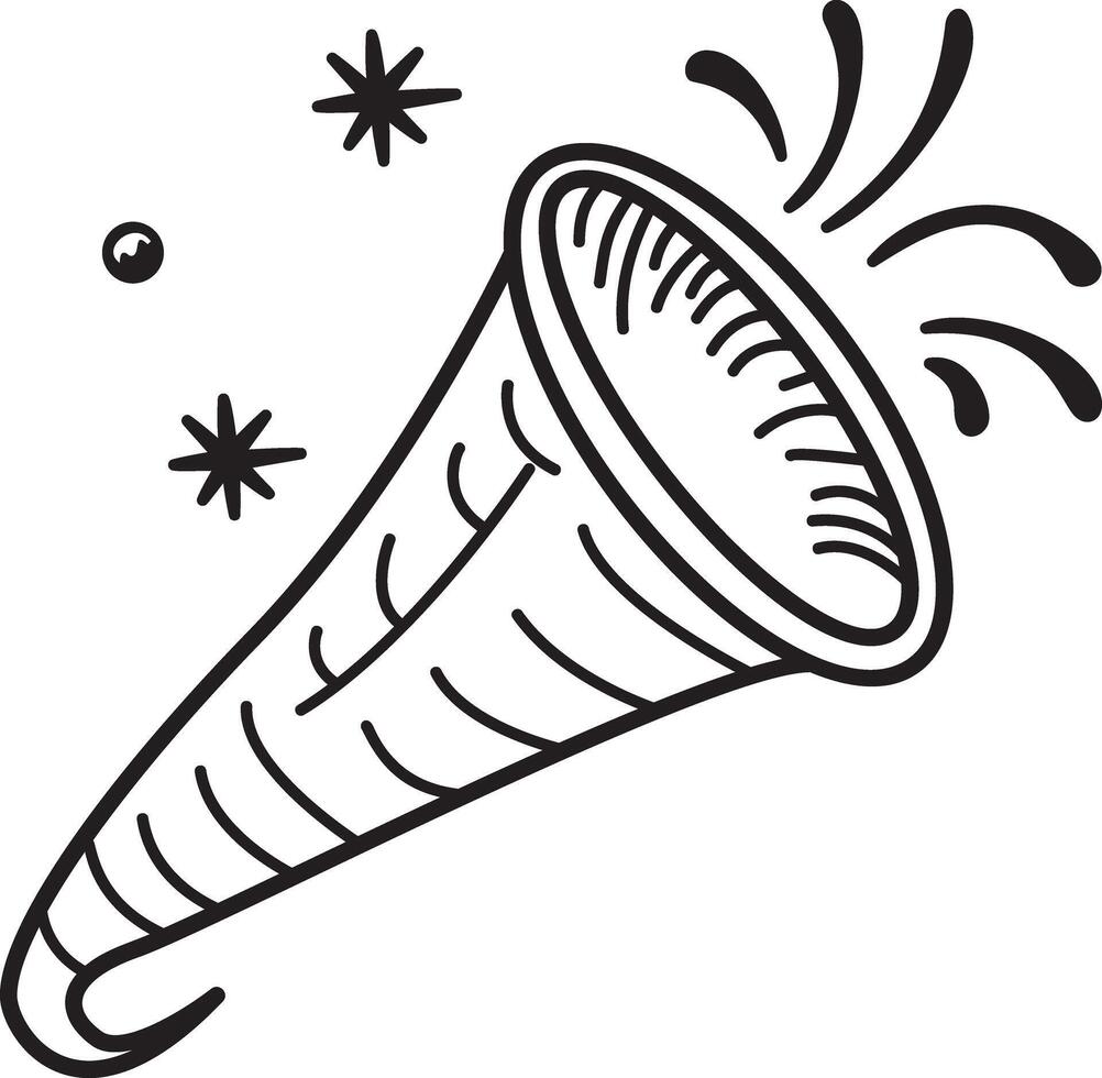 A hand drawn icon of party horn vector