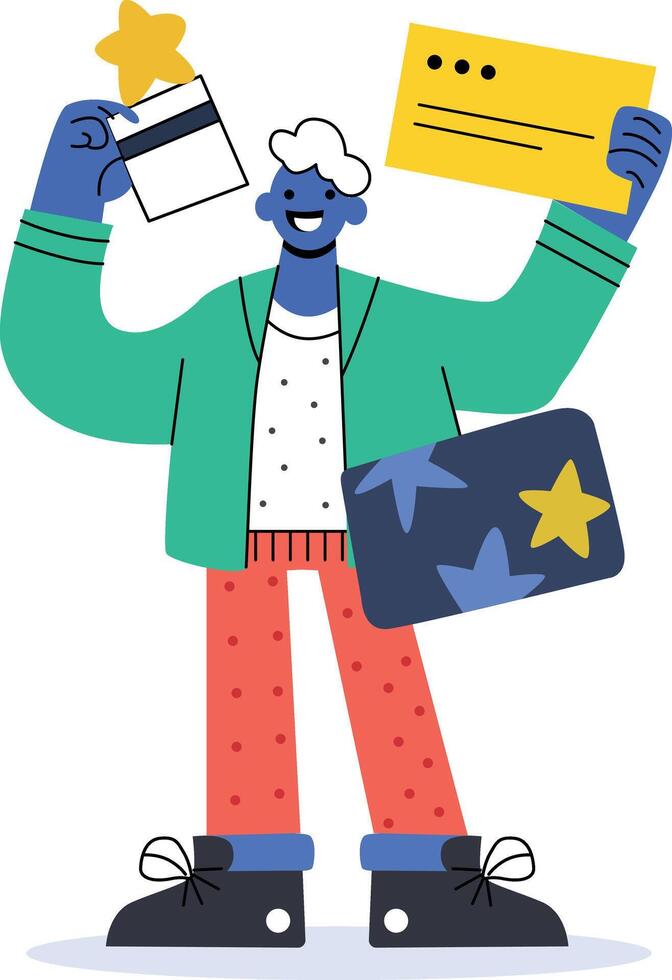 Receiving customer reward, flat style illustration vector