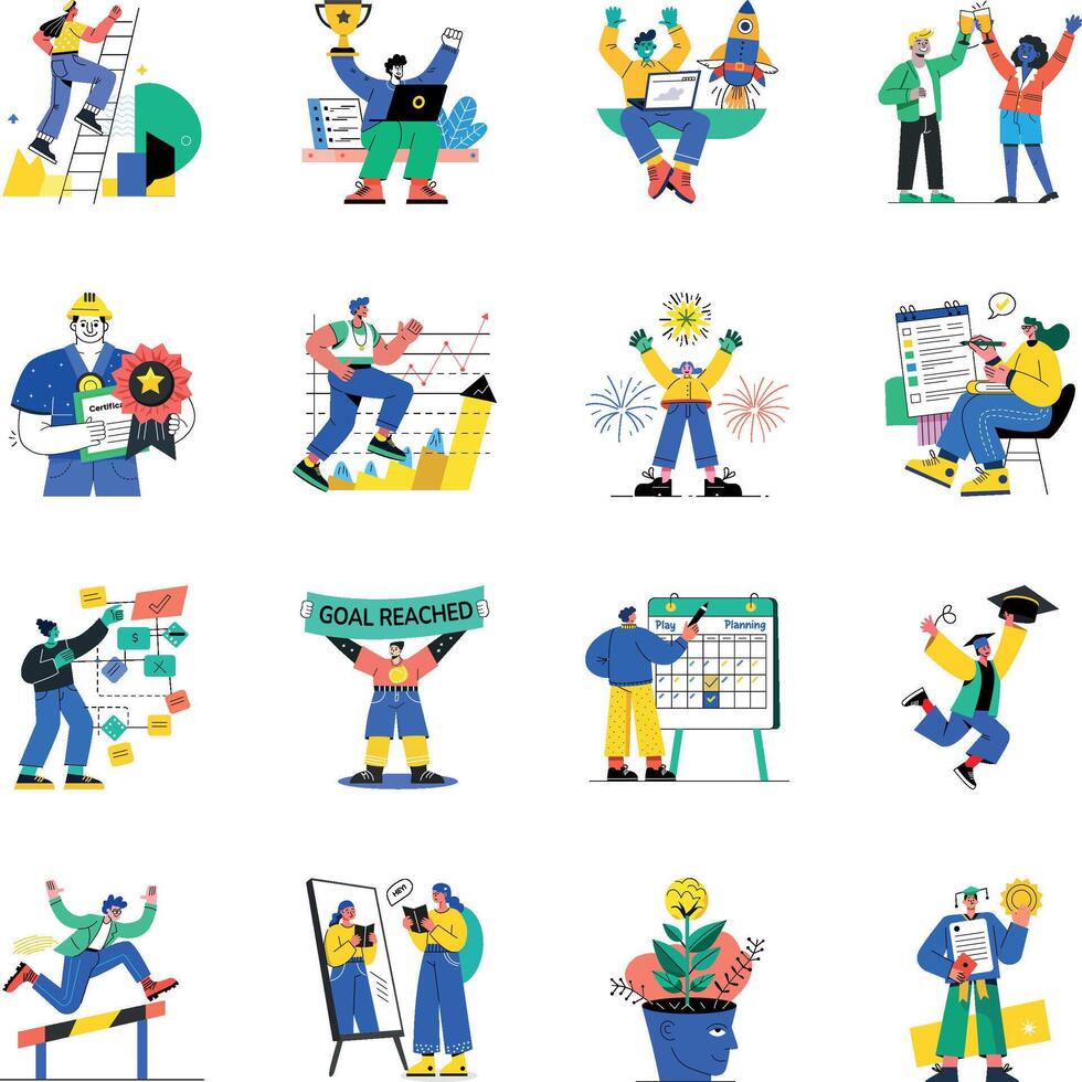 Success and Victory Modern Flat Illustrations vector