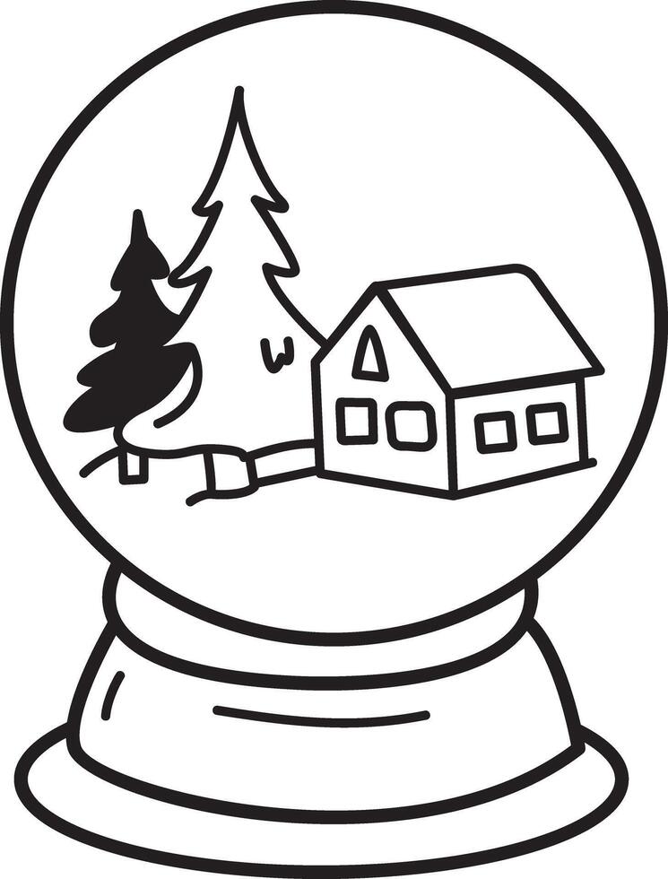 A sketchy icon of a snow globe vector