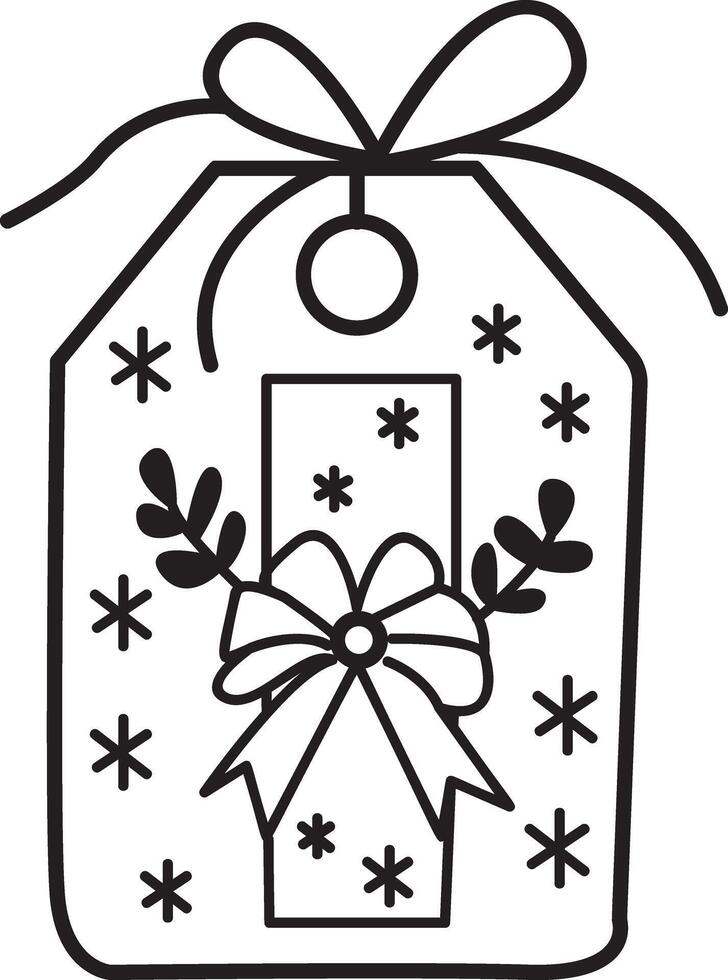 Christmas tag icon in sketchy style vector