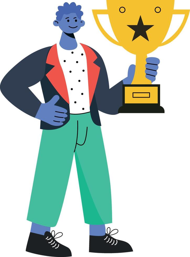 A flat illustration of a person receiving award vector