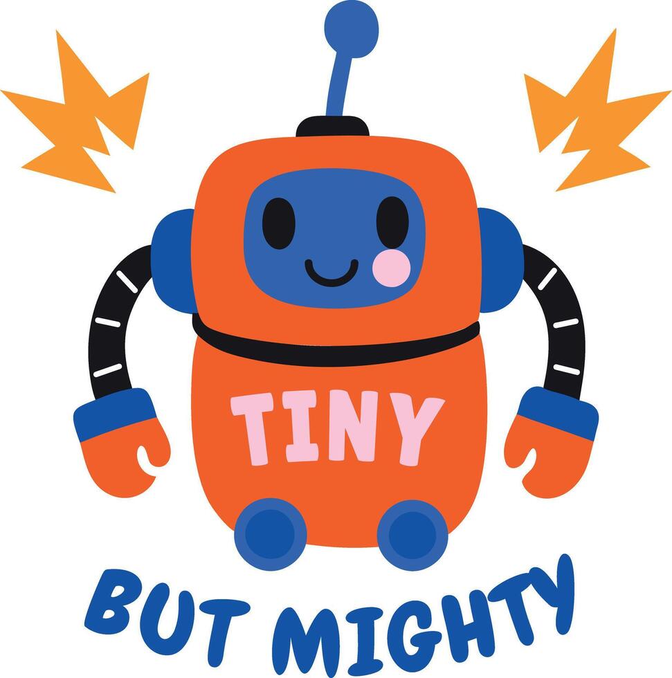 A flat sticker of a tiny robot vector