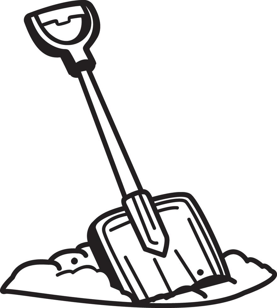 A hand drawn icon of snow shovel vector