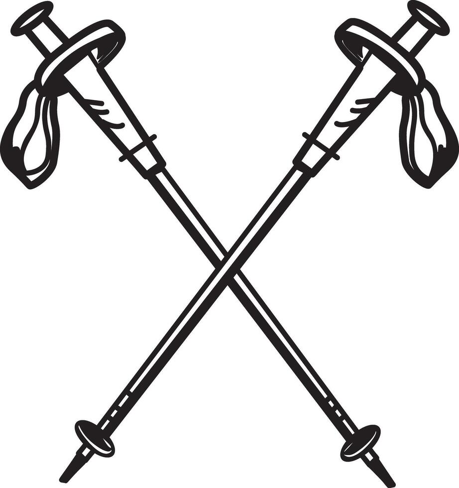 Ski poles icon in hand drawn style vector
