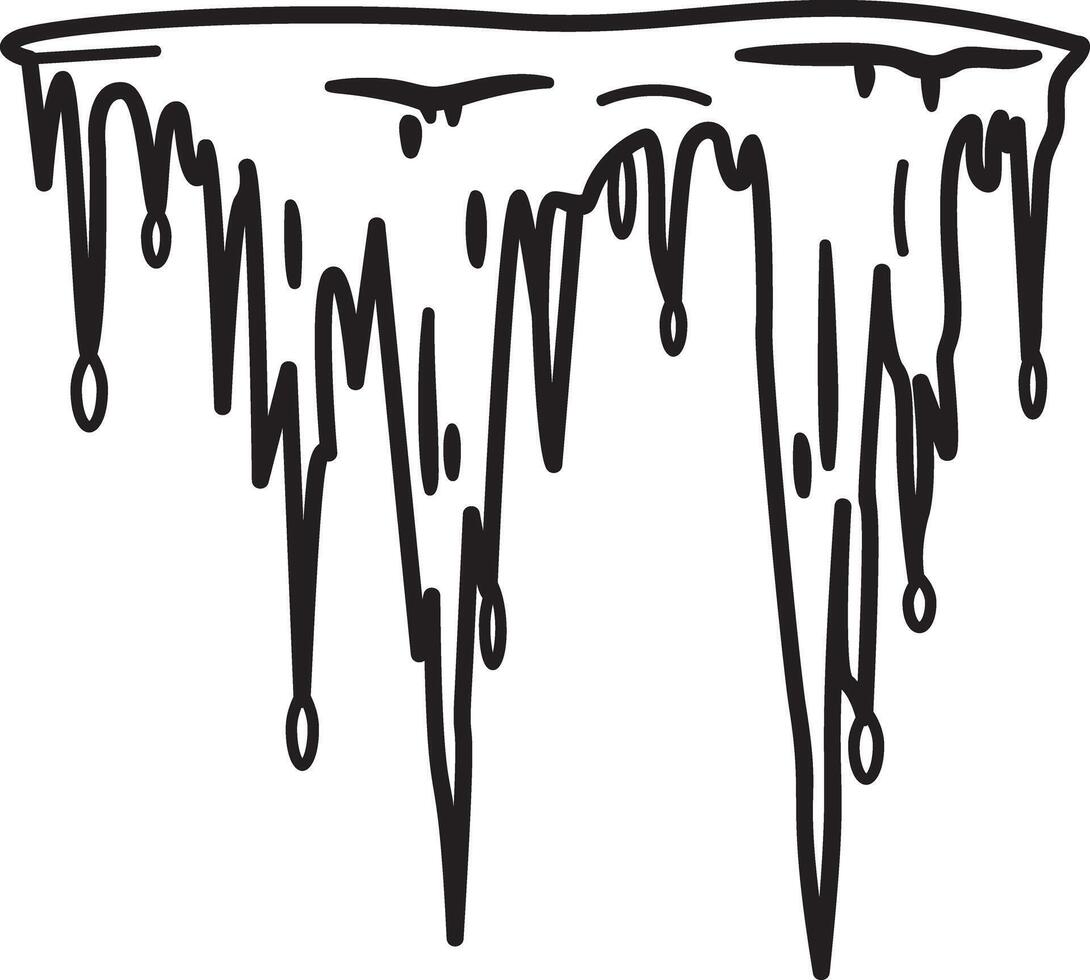 Icicle hanging icon in hand drawn style vector