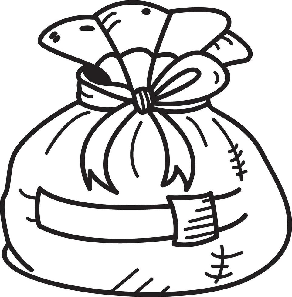 Gift sack icon in hand drawn style vector