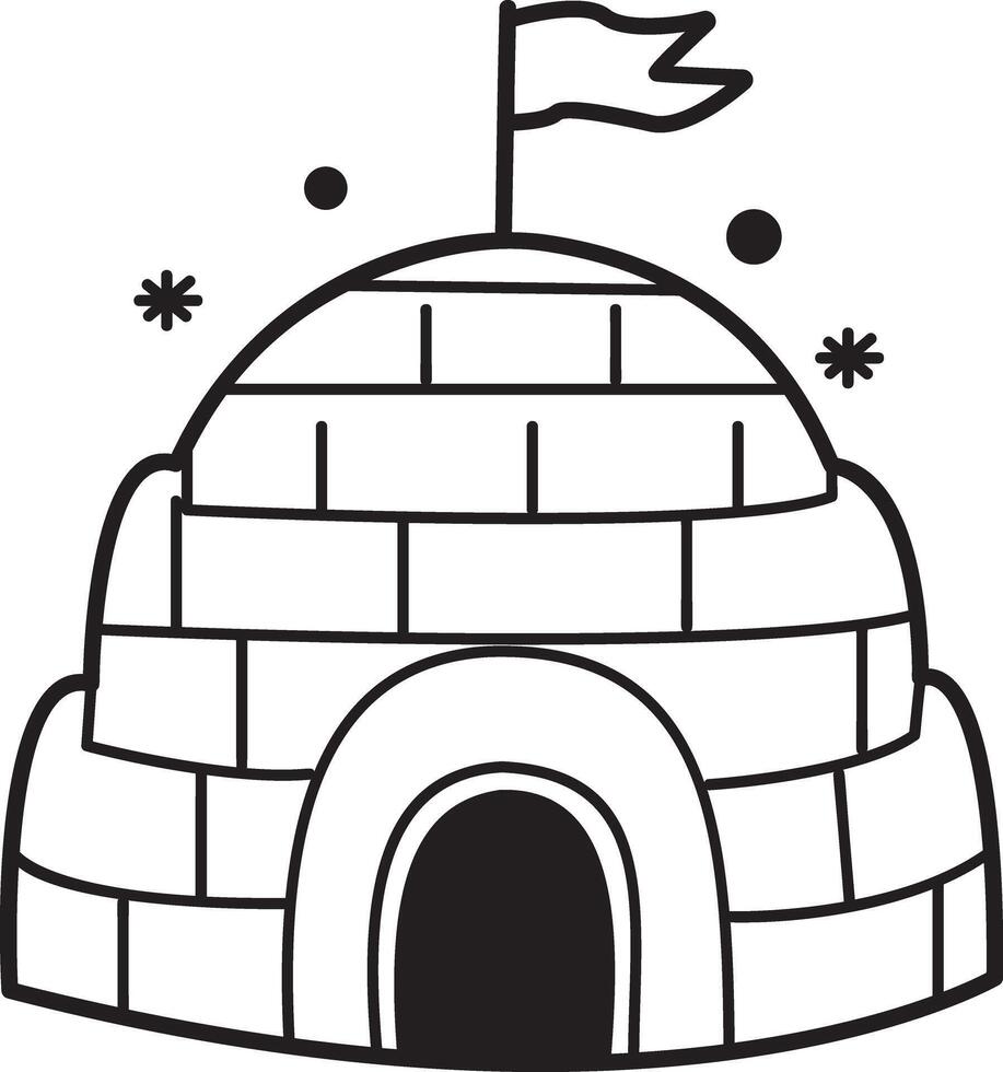 A hand drawn icon of an igloo house vector