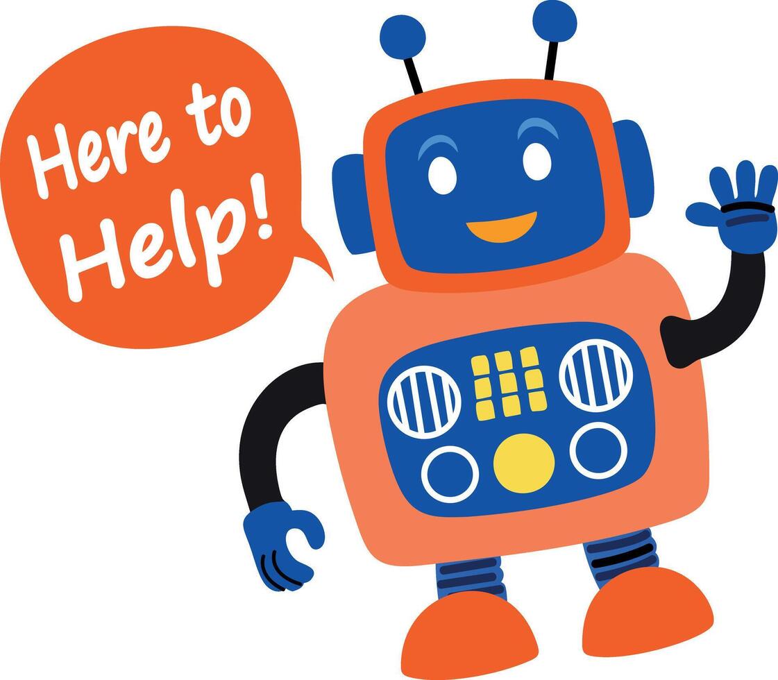 A flat sticker of robot assistant vector