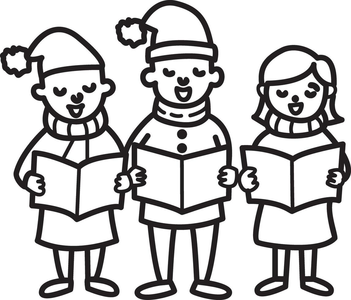 A doodle icon of children singing christmas carolers vector