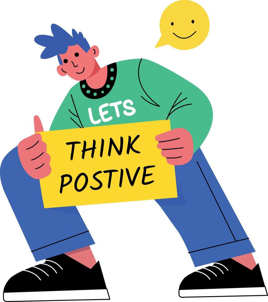 A flat illustration of positive thinking character vector