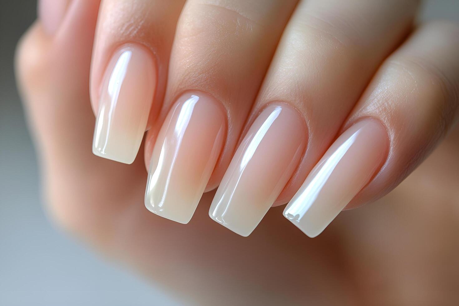 Smooth Manicured Hand Close-Up Detailed Close-Up of White Nails photo