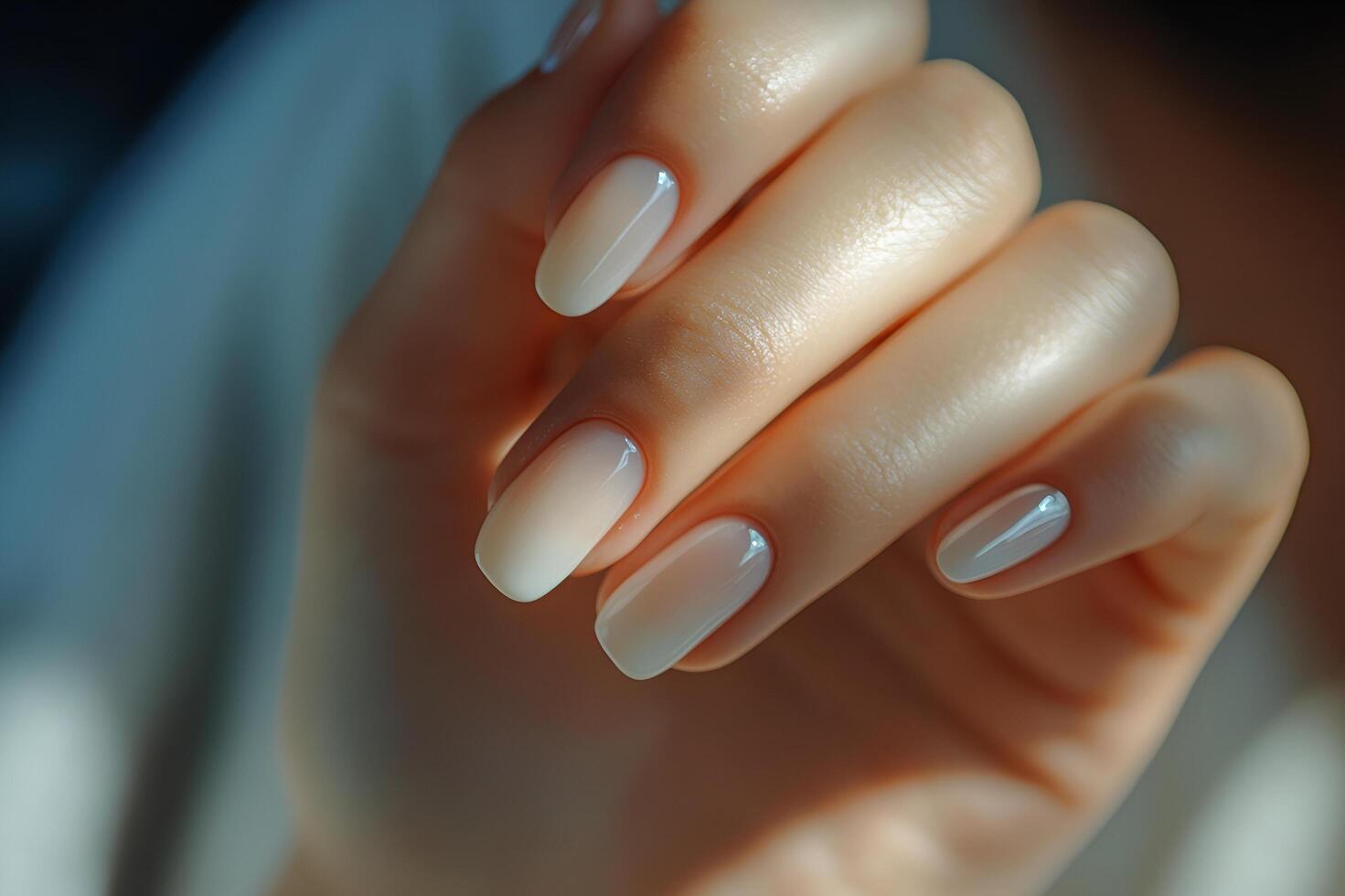 Pristine White Nails Close-Up, Elegant Manicured Hand photo