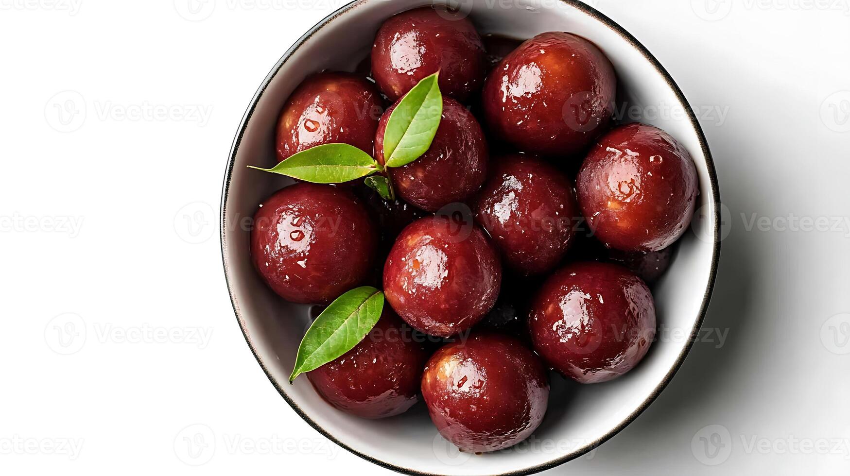Gulab jamun in a bowl isolated ona white photo