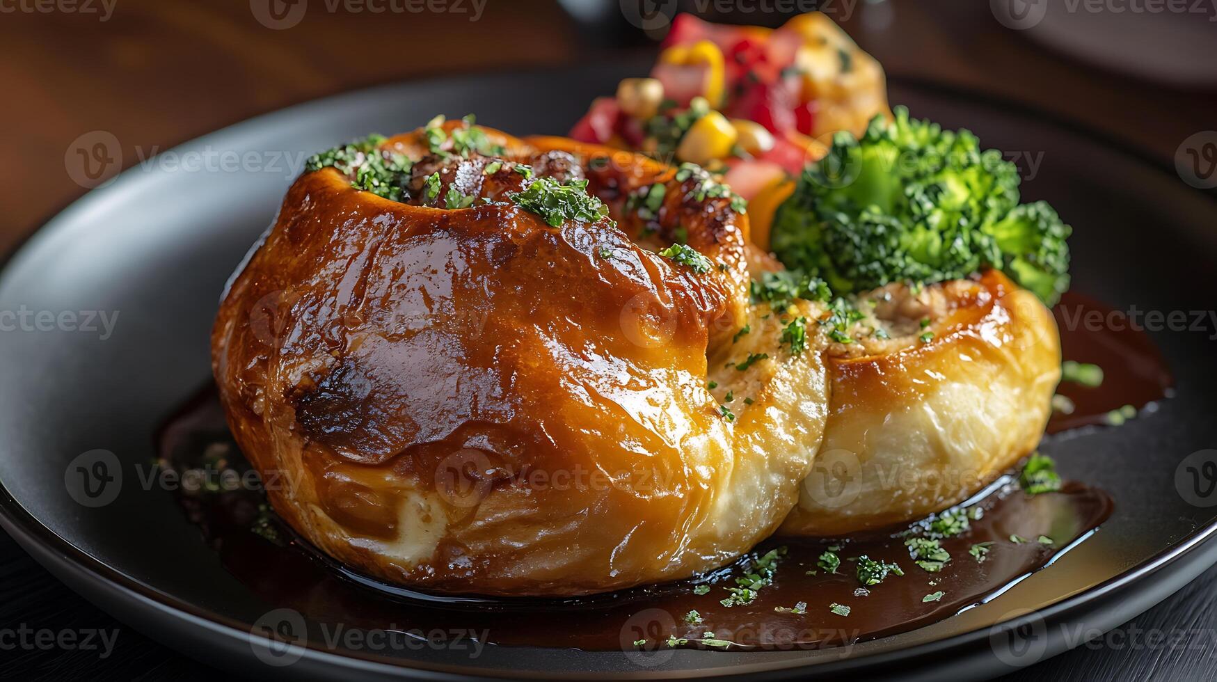 Yorkshire puddings on a platter, top view 3 photo