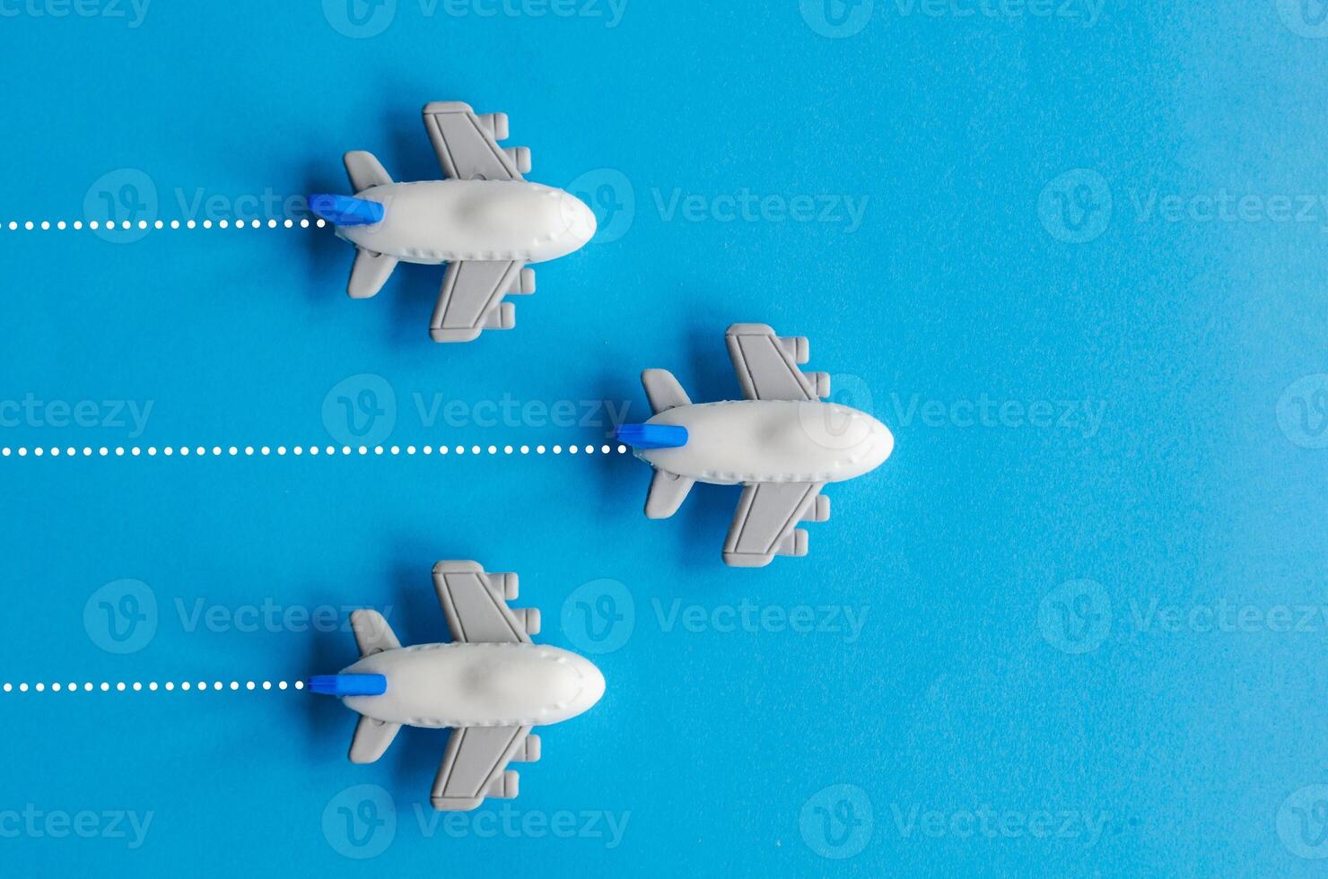 Airplanes moving towards to same direction. Leadership and business strategy concept photo