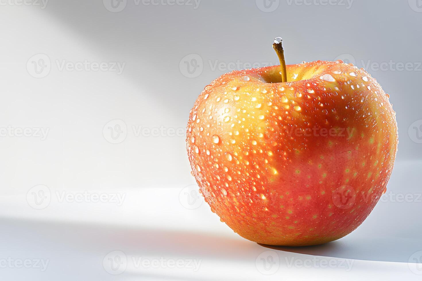 A red apple with water droplets photo
