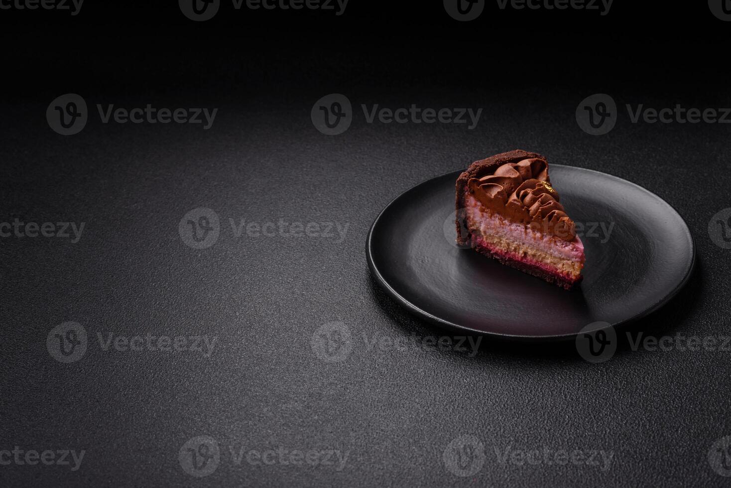 A piece of sweet cheesecake with mascarpone cheese, strawberry flavor photo