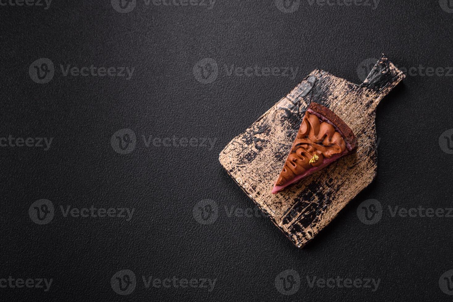 A piece of sweet cheesecake with mascarpone cheese, strawberry flavor photo