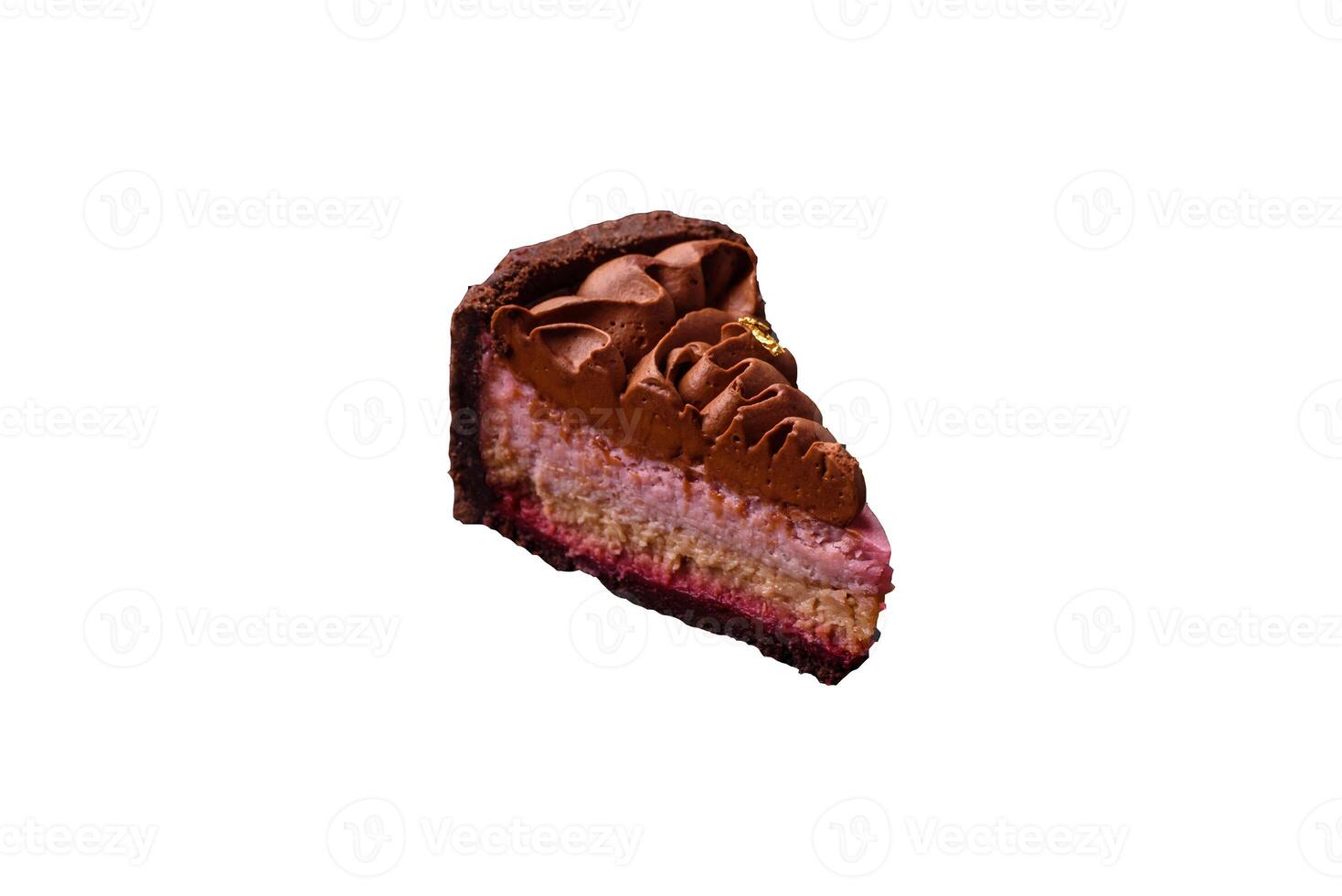 A piece of sweet cheesecake with mascarpone cheese, strawberry flavor photo