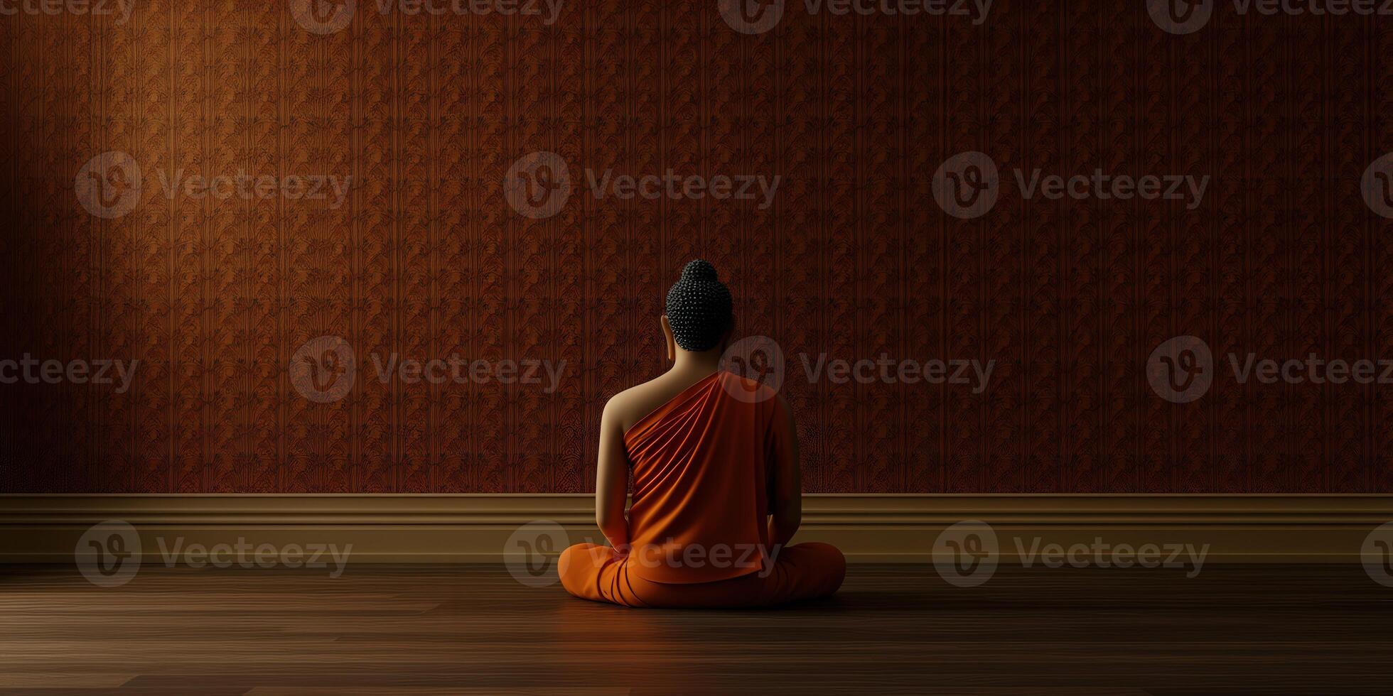 Calm meditation of a monk in a serene setting photo