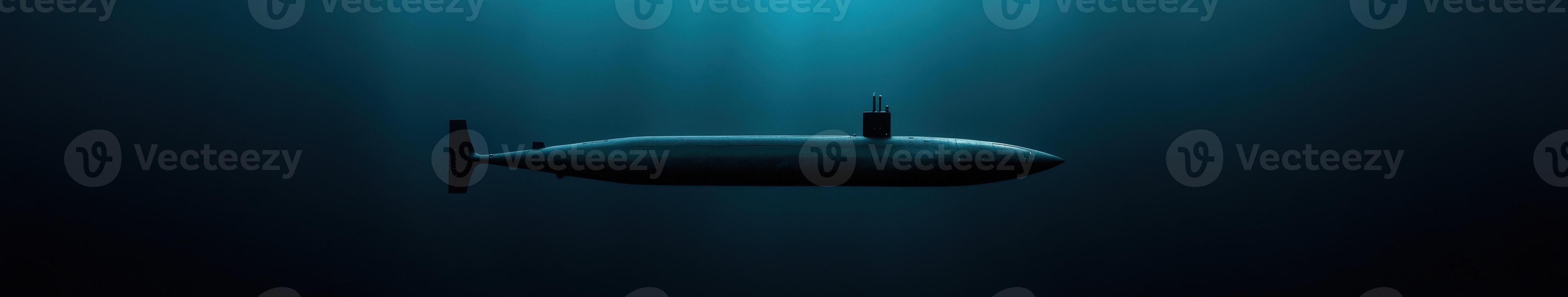 Submarine gliding silently through deep ocean waters photo