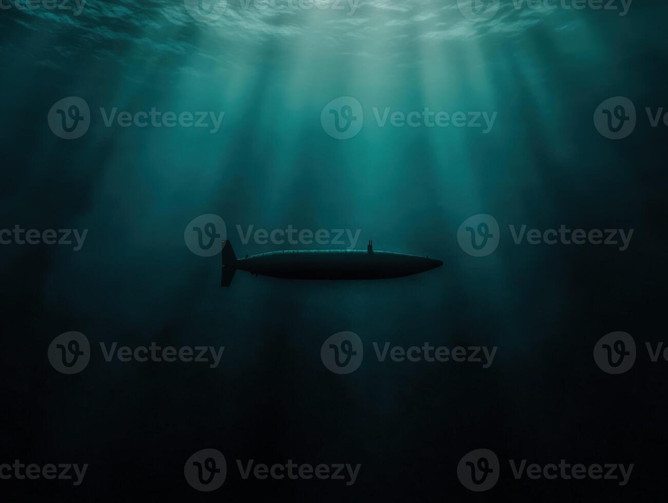 Exploring the depths with a submarine in deep ocean waters photo