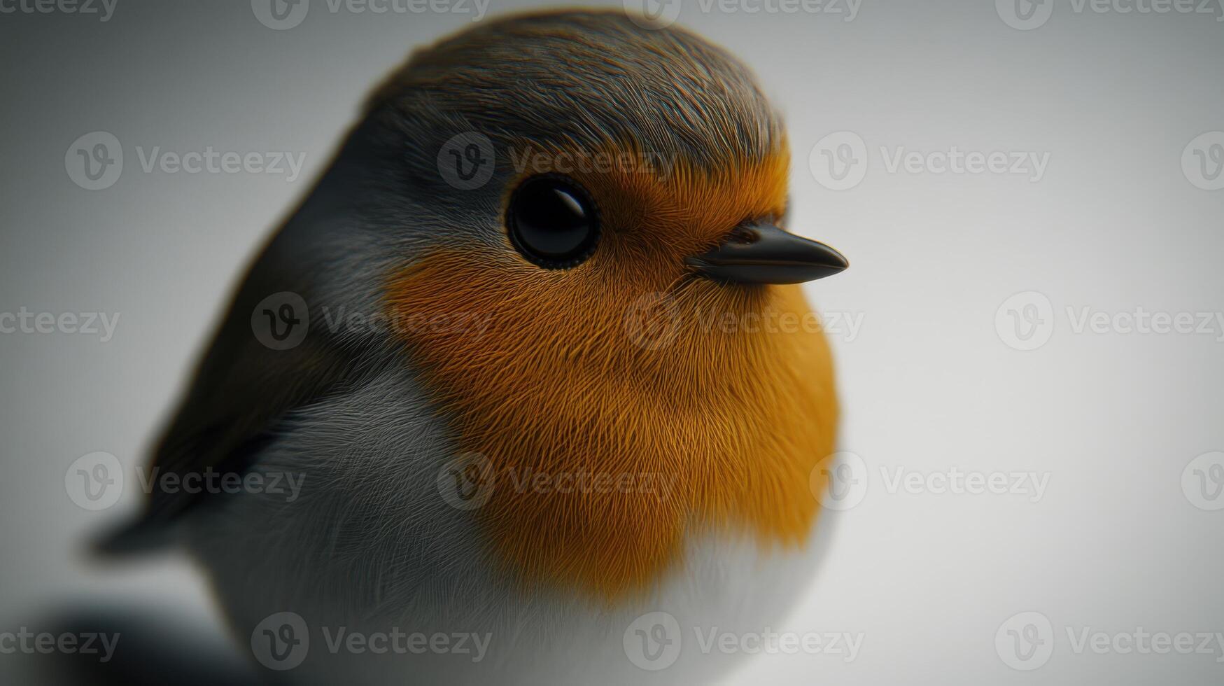 Close-up view of a robin in soft light ambience photo